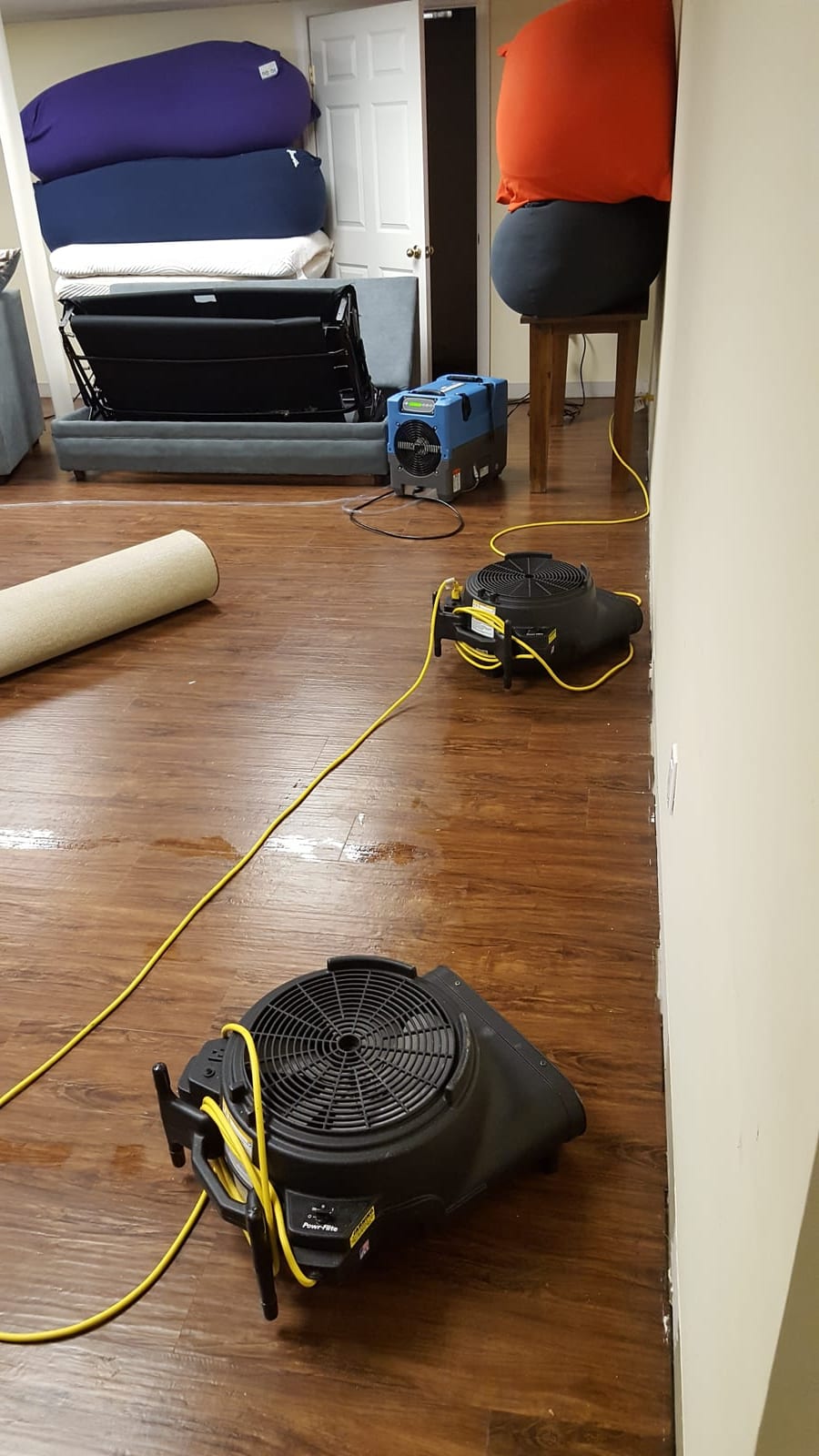 Restored basement after drying and cleanup